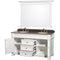 Wyndham AAA Andover 60" Double Bathroom Vanity In White Imperial Brown Granite Countertop Undermount Oval Sinks and 56" Mirror WCVTRAD60DWHIBUNOM56