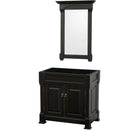 Wyndham Andover 36" Single Bathroom Vanity In Black No Countertop No Sink And 28" Mirror WCVTRAS36SBKCXSXXM28