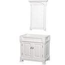 Wyndham Andover 36" Single Bathroom Vanity In White No Countertop No Sink And 28" Mirror WCVTRAS36SWHCXSXXM28