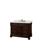 Wyndham Andover 48" Single Bathroom Vanity In Dark Cherry White Carrara Marble Countertop Undermount Oval Sink And No Mirror WCVTRAS48SDCCMUNOMXX