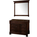 Wyndham Andover 48" Single Bathroom Vanity In Dark Cherry No Countertop No Sink And 44" Mirror WCVTRAS48SDCCXSXXM44