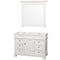 Wyndham Andover 48" Single Bathroom Vanity In White No Countertop No Sink And 44" Mirror WCVTRAS48SWHCXSXXM44