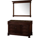 Wyndham Andover 55" Single Bathroom Vanity In Dark Cherry No Countertop No Sink And 50" Mirror WCVTRAS55SDCCXSXXM50