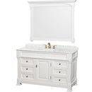 Wyndham Andover 55" Single Bathroom Vanity In White White Carrara Marble Countertop White Undermount Sink And 50" Mirror WCVTS55WHCW