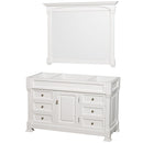 Wyndham Andover 55" Single Bathroom Vanity In White No Countertop No Sink And 50" Mirror WCVTRAS55SWHCXSXXM50