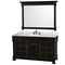 Wyndham Andover 60" Single Bathroom Vanity In Antique Black With White Carrara Marble Top With White Undermount Round Sink And 56" Mirror WCVTRAS60SBKCMUNDM56