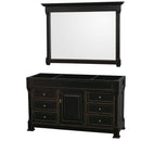 Wyndham Andover 60" Single Bathroom Vanity In Black No Countertop No Sink And 56" Mirror WCVTRAS60SBKCXSXXM56