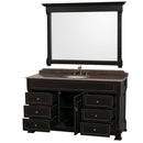 Wyndham AAA Andover 60" Single Bathroom Vanity In Black Imperial Brown Granite Countertop Undermount Oval Sink and 56" Mirror WCVTRAS60SBKIBUNOM56