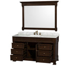 Wyndham Andover 60" Single Bathroom Vanity In Dark Cherry with White Carrara Marble Top with White Undermount Round Sink and 56" Mirror WCVTRAS60SDCCMUNDM56