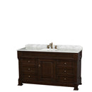 Wyndham Andover 60" Single Bathroom Vanity In Dark Cherry with White Carrara Marble Top with White Undermount Round Sink and 56" Mirror WCVTRAS60SDCCMUNDM56