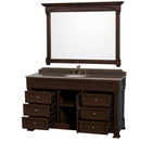 Wyndham AAA Andover 60" Single Bathroom Vanity In Dark Cherry Imperial Brown Granite Countertop Undermount Oval Sink and 56" Mirror WCVTRAS60SDCIBUNOM56