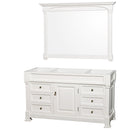 Wyndham Andover 60" Single Bathroom Vanity In White with White Carrara Marble Top with White Undermount Round Sink and 56" Mirror WCVTRAS60SWHCMUNDM56