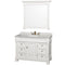 Wyndham Andover 48" Single Bathroom Vanity In White White Carrara Marble Countertop White Undermount Round Sink And 44" Mirror WCVTS48WHCW