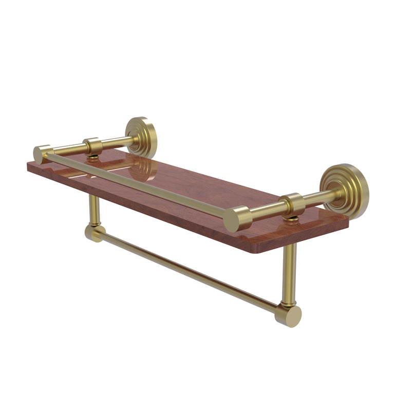 Allied Brass Waverly Place Collection 16 Inch IPE Ironwood Shelf with Gallery Rail and Towel Bar WP-1-16TB-GAL-IRW-SBR