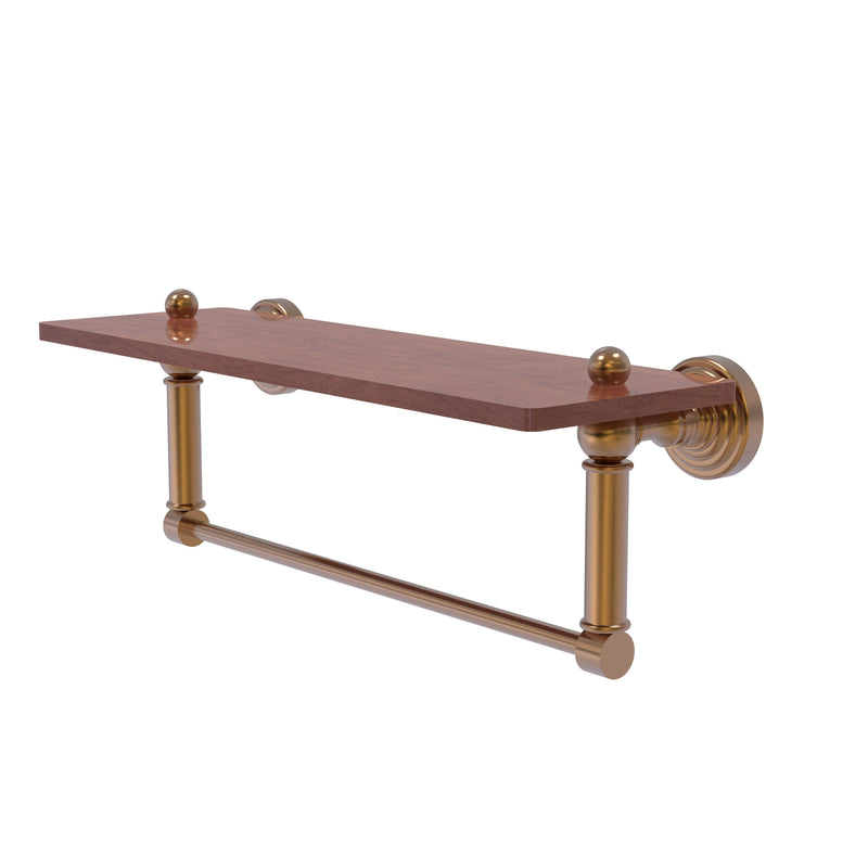 Allied Brass Waverly Place Collection 16 Inch Solid IPE Ironwood Shelf with Integrated Towel Bar WP-1-16TB-IRW-BBR