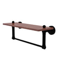 Allied Brass Waverly Place Collection 16 Inch Solid IPE Ironwood Shelf with Integrated Towel Bar WP-1-16TB-IRW-BKM