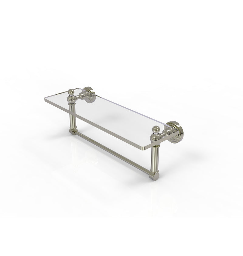 Allied Brass Waverly Place 16 Inch Glass Vanity Shelf with Integrated Towel Bar WP-1TB-16-PNI