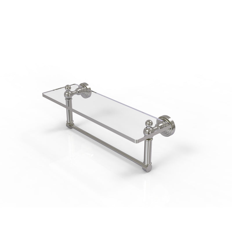 Allied Brass Waverly Place 16 Inch Glass Vanity Shelf with Integrated Towel Bar WP-1TB-16-SN