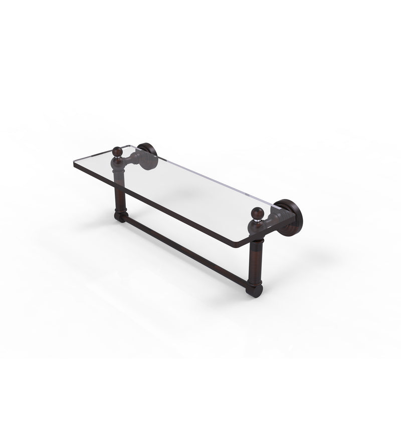 Allied Brass Waverly Place 16 Inch Glass Vanity Shelf with Integrated Towel Bar WP-1TB-16-VB