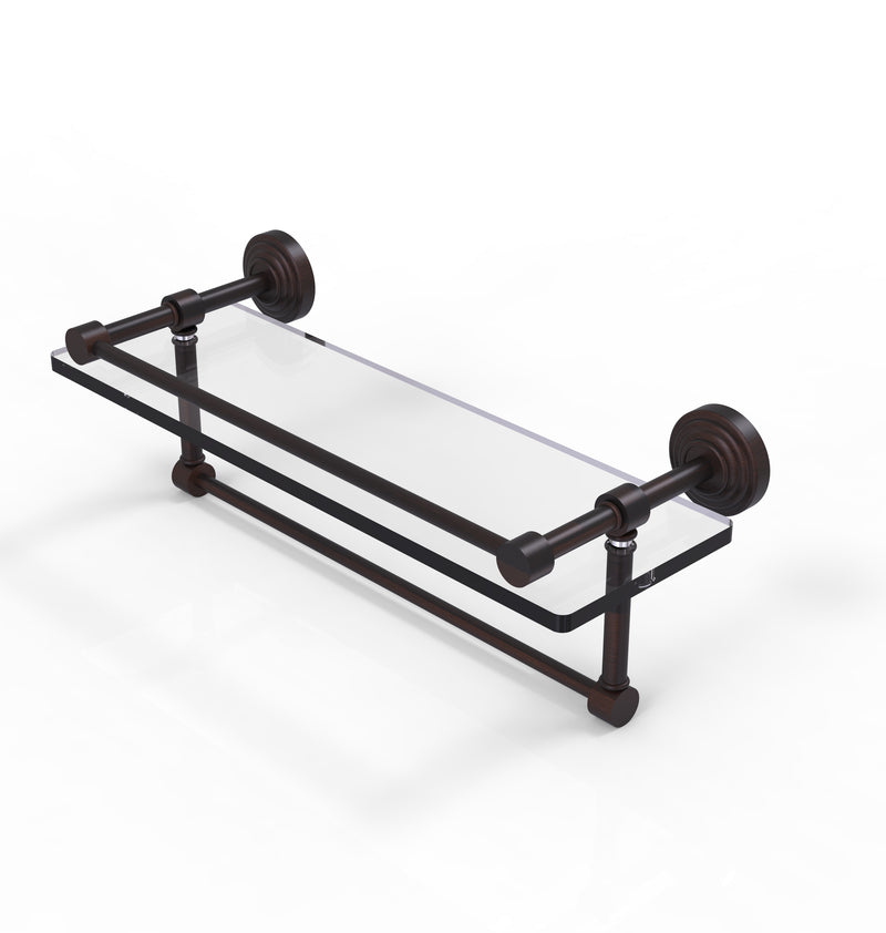 Allied Brass 16 Inch Gallery Glass Shelf with Towel Bar WP-1TB-16-GAL-VB