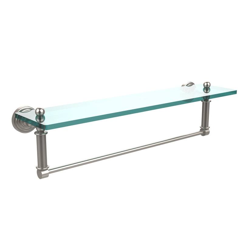 Allied Brass Waverly Place Collection 22 Inch Glass Vanity Shelf with Integrated Towel Bar WP-1TB-22-SN