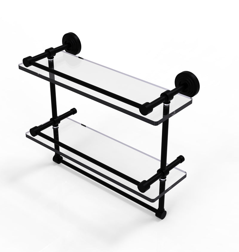 Allied Brass 16 Inch Gallery Double Glass Shelf with Towel Bar WP-2TB-16-GAL-BKM