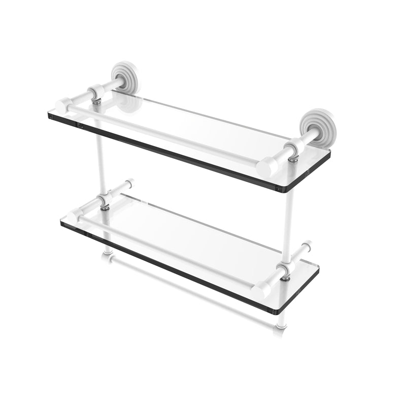 Allied Brass 16 Inch Gallery Double Glass Shelf with Towel Bar WP-2TB-16-GAL-WHM