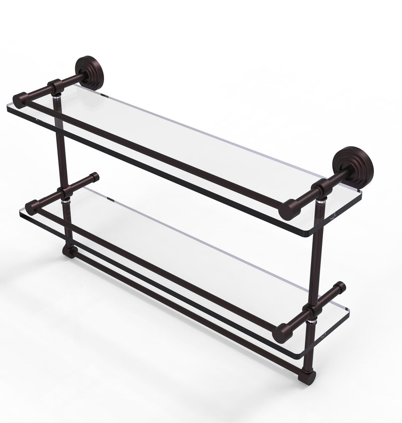 Allied Brass 22 Inch Gallery Double Glass Shelf with Towel Bar WP-2TB-22-GAL-ABZ