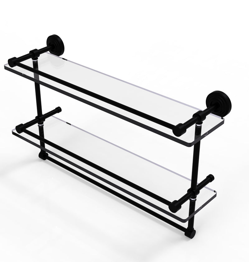 Allied Brass 22 Inch Gallery Double Glass Shelf with Towel Bar WP-2TB-22-GAL-BKM