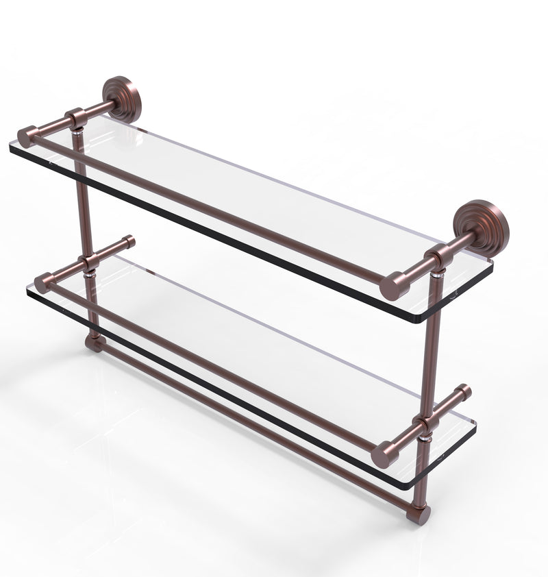 Allied Brass 22 Inch Gallery Double Glass Shelf with Towel Bar WP-2TB-22-GAL-CA