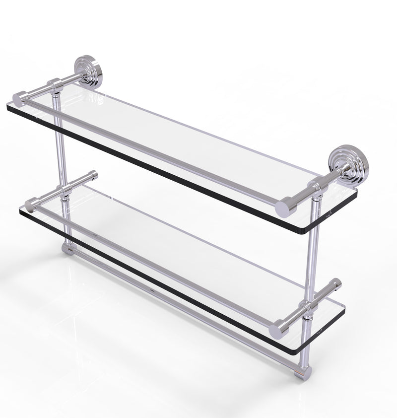 Allied Brass 22 Inch Gallery Double Glass Shelf with Towel Bar WP-2TB-22-GAL-PC