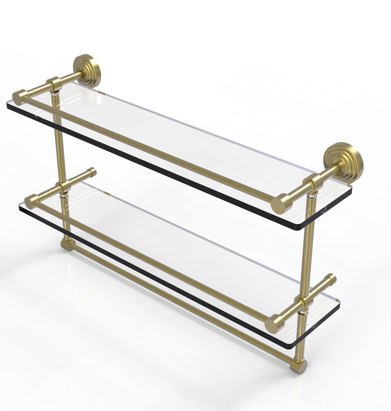 Allied Brass 22 Inch Gallery Double Glass Shelf with Towel Bar WP-2TB-22-GAL-SBR