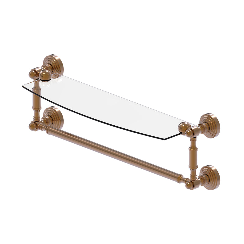 Allied Brass Waverly Place Collection 18 Inch Glass Vanity Shelf with Integrated Towel Bar WP-33TB-18-BBR