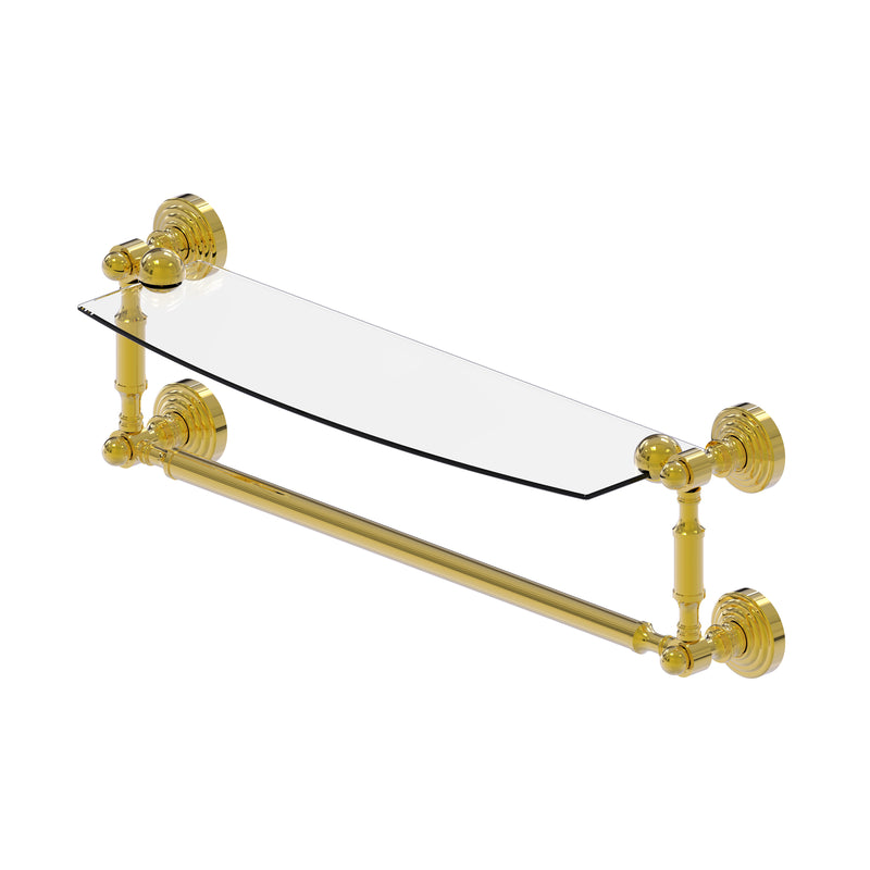 Allied Brass Waverly Place Collection 18 Inch Glass Vanity Shelf with Integrated Towel Bar WP-33TB-18-PB