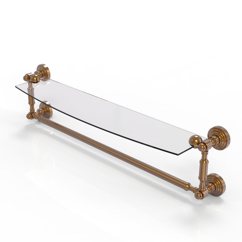 Allied Brass Waverly Place Collection 24 Inch Glass Vanity Shelf with Integrated Towel Bar WP-33TB-24-BBR