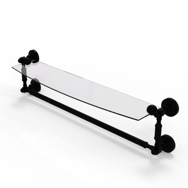 Allied Brass Waverly Place Collection 24 Inch Glass Vanity Shelf with Integrated Towel Bar WP-33TB-24-BKM