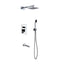 KubeBath Aqua Piazza Brass Shower Set with 8" Square Rain Shower Tub Filler and Handheld WR200TFHH3V