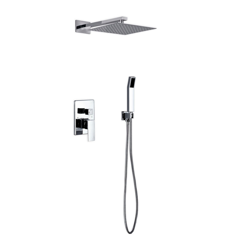 KubeBath Aqua Piazza Brass Shower Set with12" Square Rain Shower and Handheld WR300HH2V