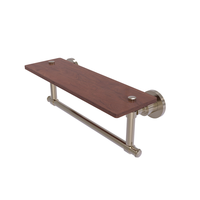 Allied Brass Washington Square Collection 16 Inch Solid IPE Ironwood Shelf with Integrated Towel Bar WS-1TB-16-IRW-PEW