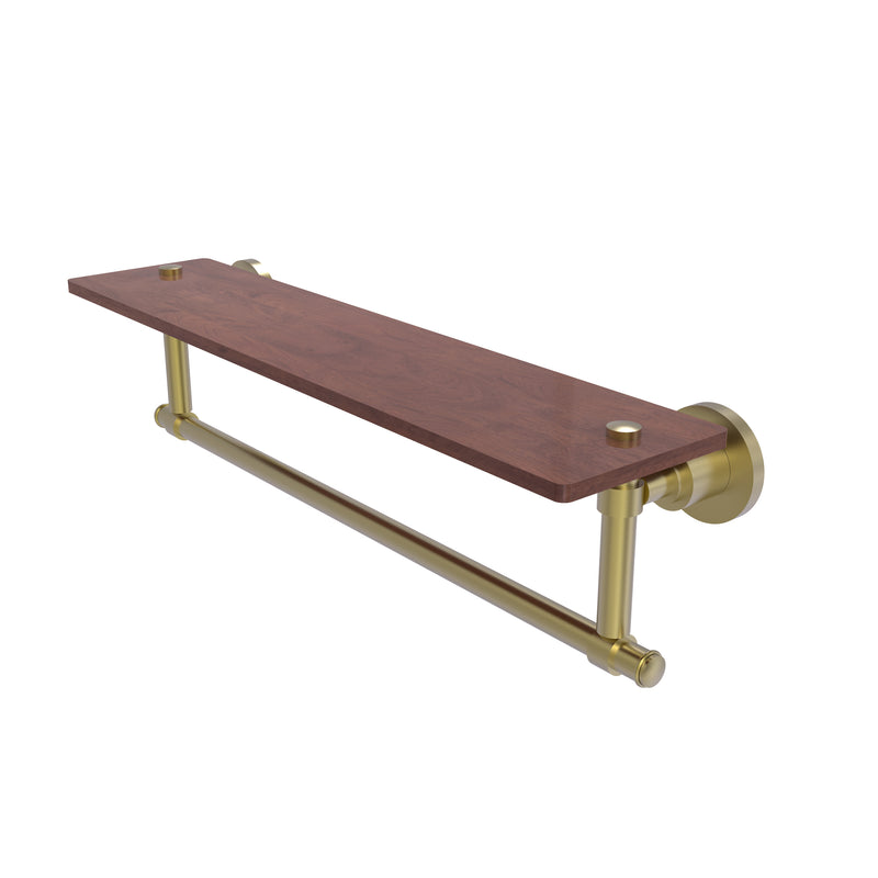 Allied Brass Washington Square Collection 22 Inch Solid IPE Ironwood Shelf with Integrated Towel Bar WS-1TB-22-IRW-SBR