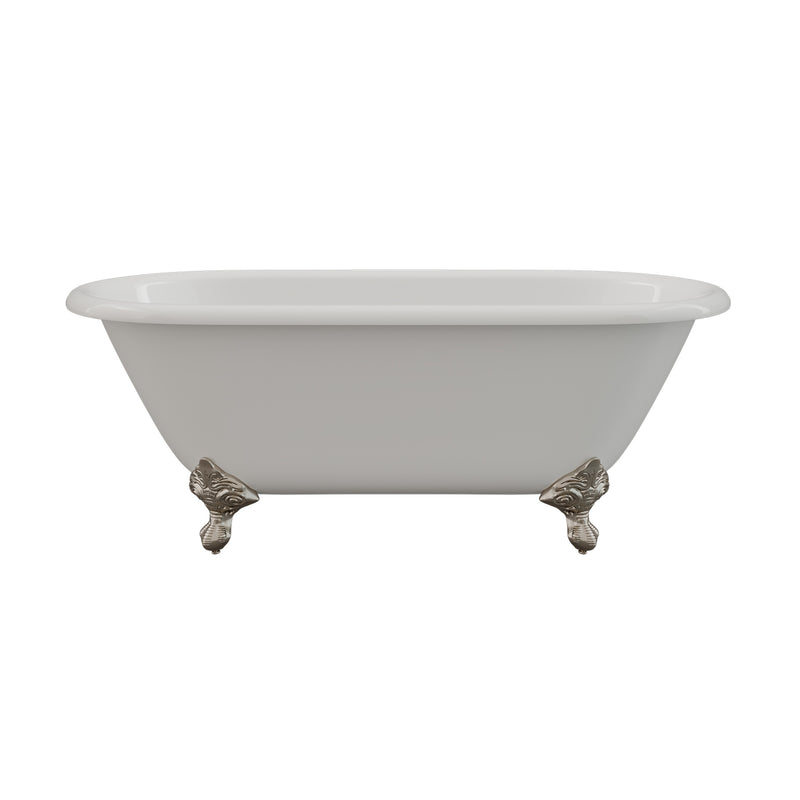 Cambridge Plumbing Cast Iron Double Ended Clawfoot Tub 60"x30" No Faucet Drilling BN Feet