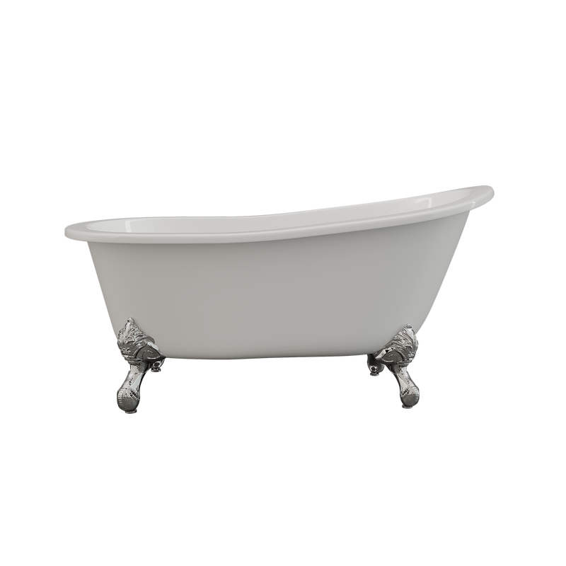 Cambridge Plumbing Cast Iron Slipper Clawfoot Tub 61"x30" No Faucet Drillings PC Feet