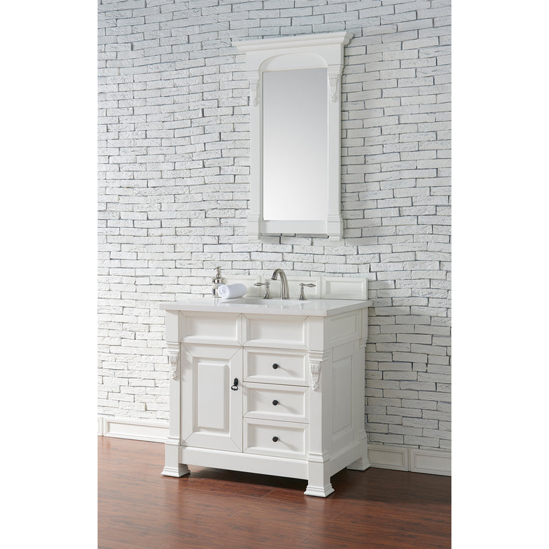 James Martin Brookfield 36" Bright White Single Vanity with 3 cm Classic White Quartz Top 147-V36-BW-3CLW