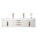 James Martin Mercer Island 72" Double Vanity Glossy White Radiant Gold with Glossy White Composite Top 389-V72D-GW-G-GW