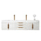 James Martin Mercer Island 72" Double Vanity Glossy White Radiant Gold with Glossy White Composite Top 389-V72D-GW-G-GW