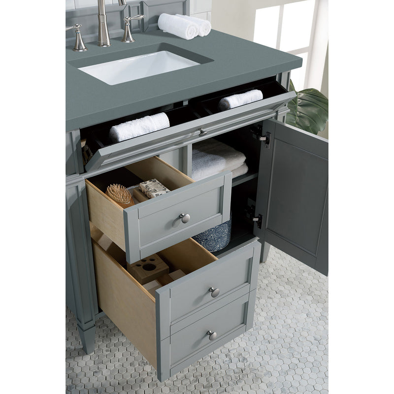 James Martin Brittany 36" Urban Gray Single Vanity with 3 cm Cala Blue Quartz Top 650-V36-UGR-3CBL