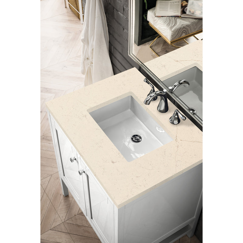 James Martin Addison 30" Single Vanity Cabinet with Doors Glossy White with 3 cm Eternal Marfil Top E445-V30-GW-3EMR