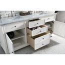 James Martin Savannah 72" Bright White Double Vanity with 3 cm Carrara Marble Top 238-104-V72-BW-3CAR