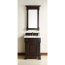 James Martin Brookfield 26" Burnished Mahogany Single Vanity with 3 cm Classic White Quartz Top 147-114-V26-BNM-3CLW