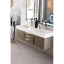 James Martin Mercer Island 59" Double Vanity Ash Gray with Glossy White Composite Top 389-V59D-AGR-A-GW